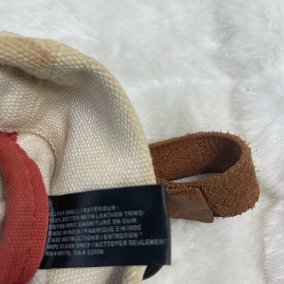 Jasper &Jeera beige canvas tote with multi color beads appliqué &leather straps - Picture 7 of 12